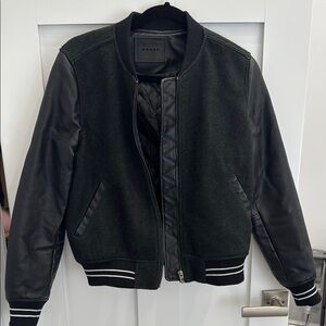 Blank NYC Black and Dark Green Bomber Jacket